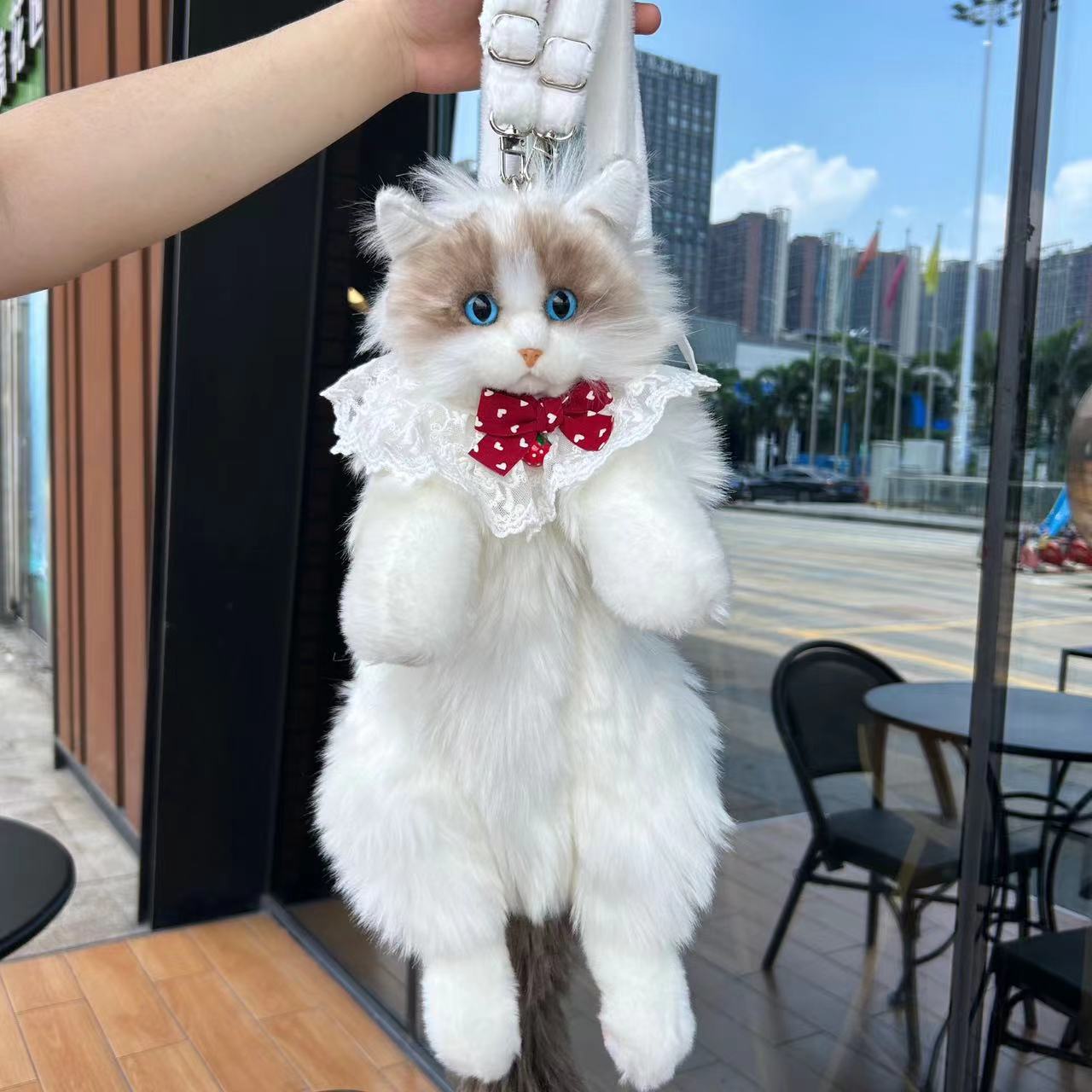 Süßer lebensechter Plüsch-Rucksack mit Ragdoll-Katze-Simulation