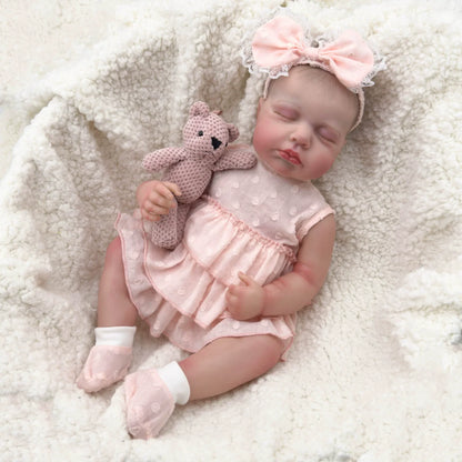20 Zoll realistische Reborn Babypuppen mit geschlossenen Augen Mädchen im rosa Kleid - Loulou