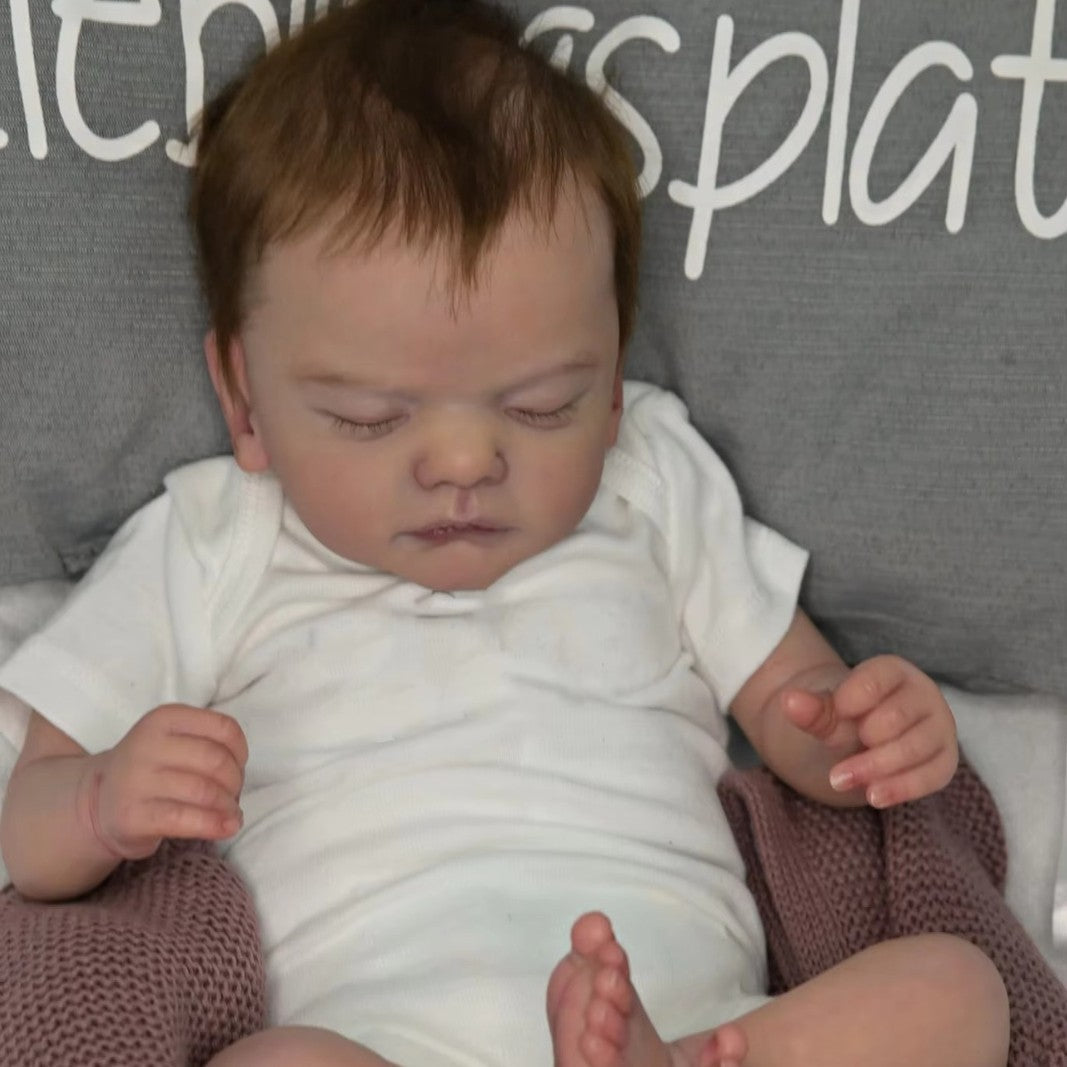 18 Zoll lebensechte Reborn Babypuppen mit geschlossenen Augen und kurzen Haaren - Sam