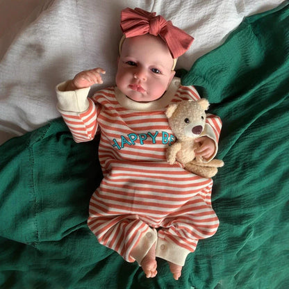 20 Zoll Reborn Babypuppen mit offenen Augen in gestreifter Kleidung - Loulou