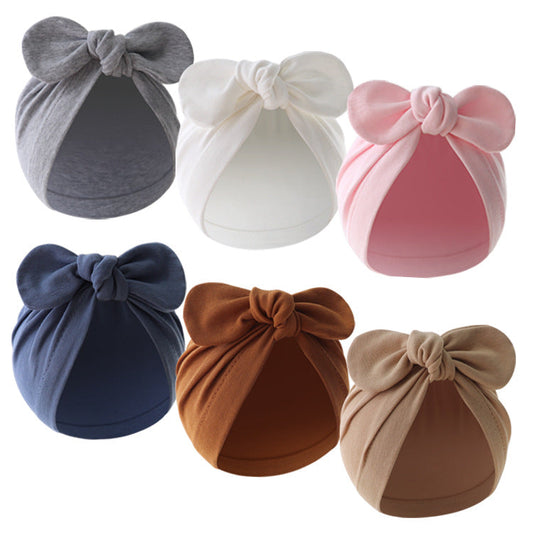 Einfarbige Baby-Bandana-Pullovermütze mit Knoten