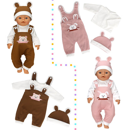 Süße Bärenkleidung mit Mütze für 16-18 Zoll Reborn Puppen