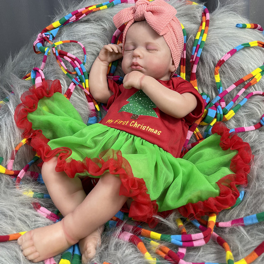 20 Zoll Reborn Puppen im schlafenden Mädchenstil mit Weihnachtskleidung - Loulou
