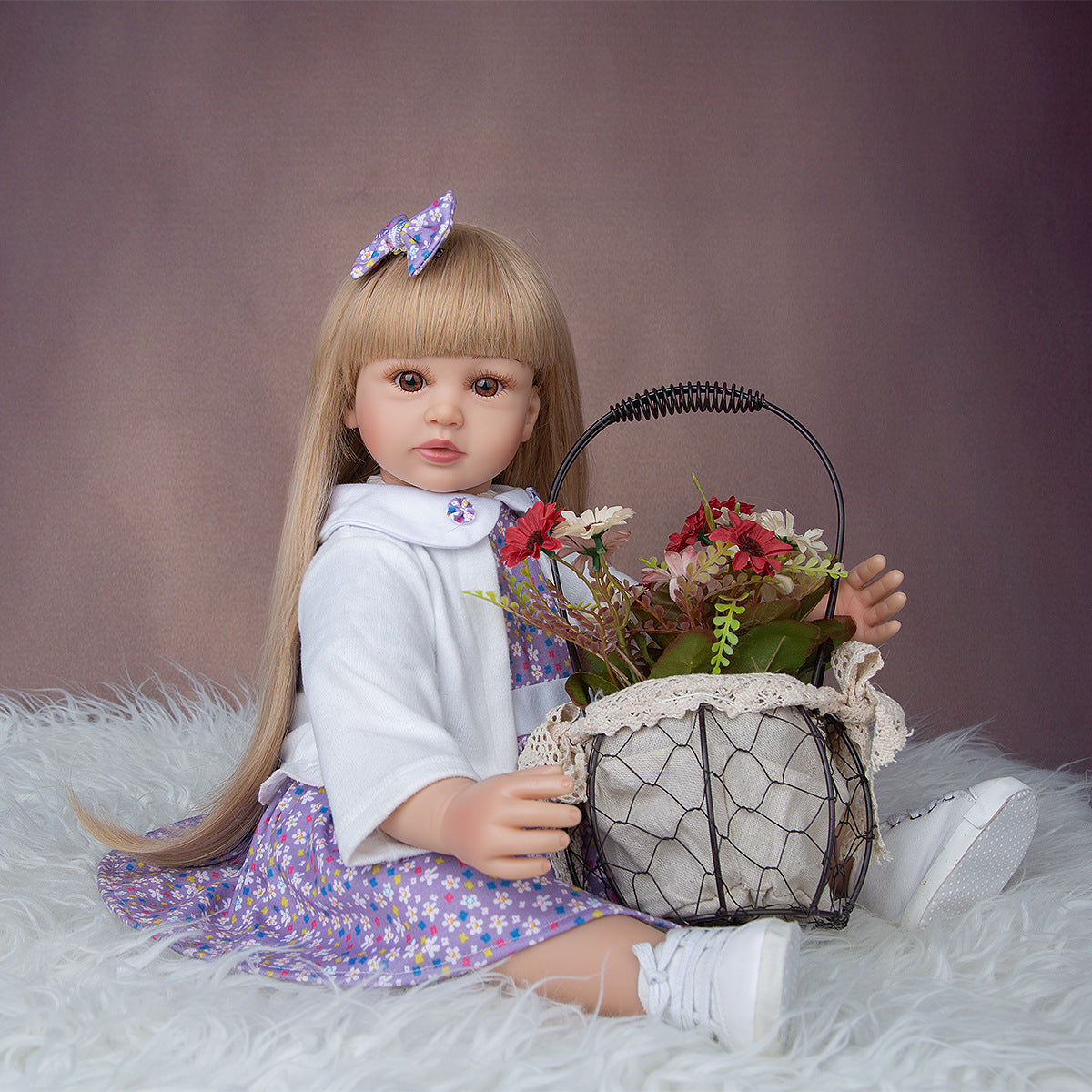 24 Zoll offene Augen lange Haare Reborn Zwillinge Baby Mädchen