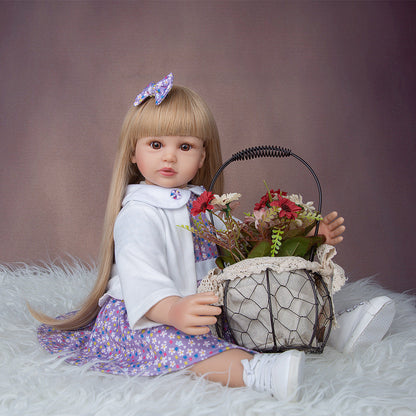 24 Zoll offene Augen lange Haare Reborn Zwillinge Baby Mädchen