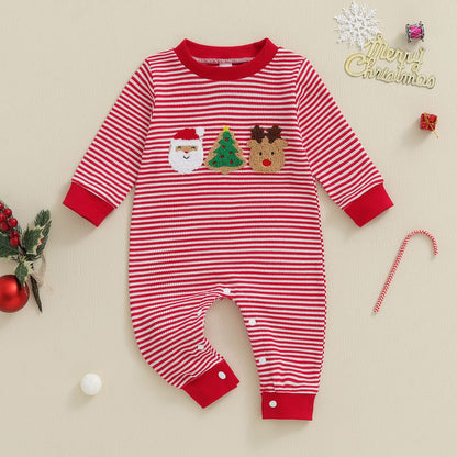 Gestreifte langärmlige Weihnachtskleidung für 23–24 Zoll Reborn-Puppen
