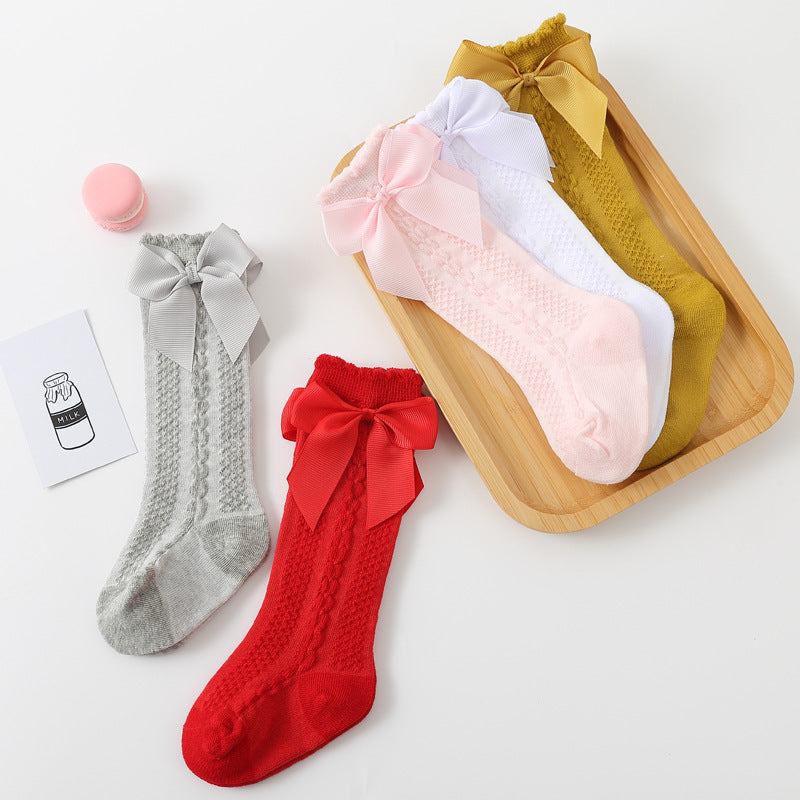 Knielange Kindersocken mit Schleife
