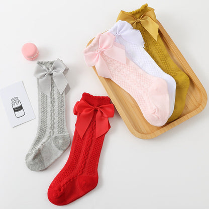 Knielange Kindersocken mit Schleife