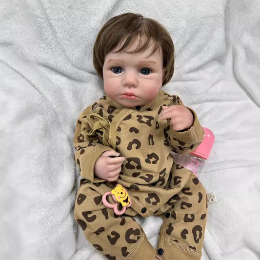 20 Zoll (ca. 50 cm) Reborn Puppe mit kurzen Haaren und offenen Augen Junge/Mädchen - Loulou