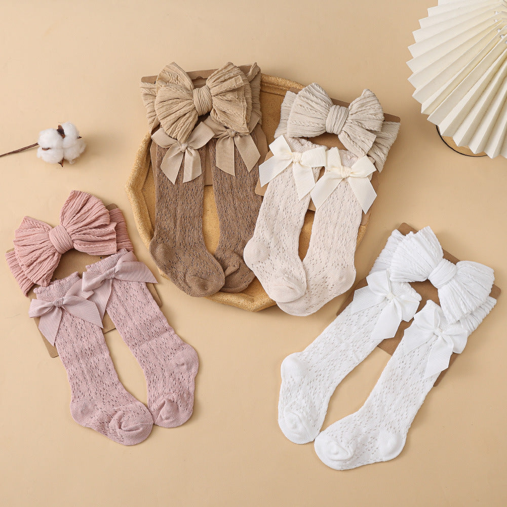 Schleifen-Haarreif und Socken 2-teiliges Set für 43-60cm Puppen