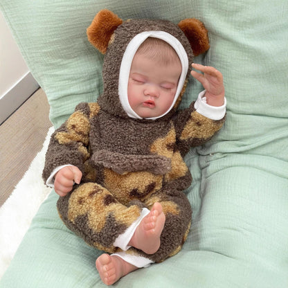 50cm lebensechte Quinbee Reborn-Puppe mit geschlossenen Augen in Plüschkleidung