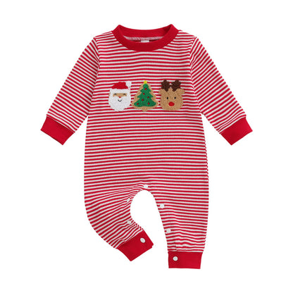Gestreifte langärmlige Weihnachtskleidung für 23–24 Zoll Reborn-Puppen
