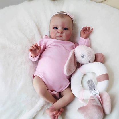 40 cm realistische Reborn-Puppe mit offenen Augen Tink in rosa Kleidung