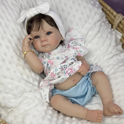 45cm lebensechtes Vinyl-Baby-Mädchen mit kurzen Haaren und blauen Augen – Bettie