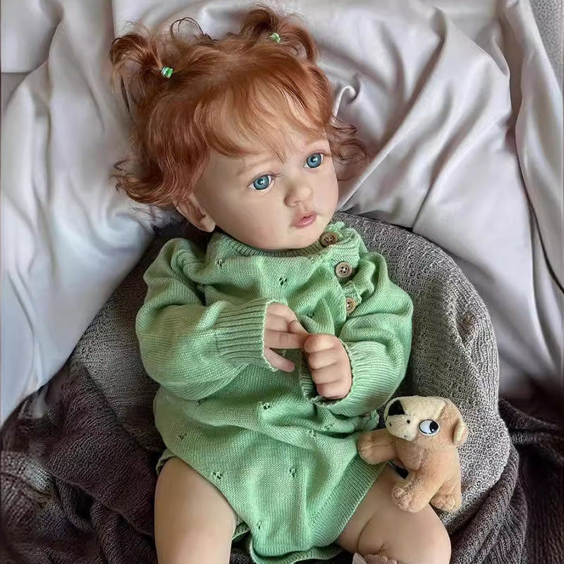 24 Zoll/60 cm realistische Anna Reborn Babypuppen mit roten Haaren-Ayana
