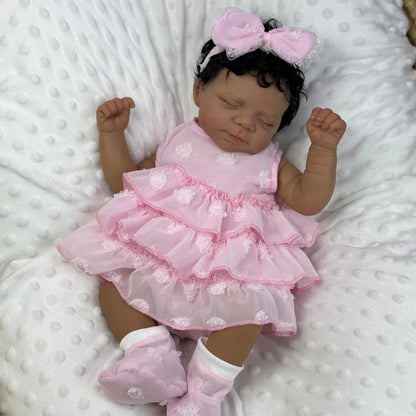 48cm realistische Ma geschlossene Augen dunkle Haut Reborn Babypuppe-Pascale