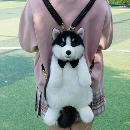 Entzückender handgemachter lebensechter Plüsch-Husky-Welpen-Rucksack