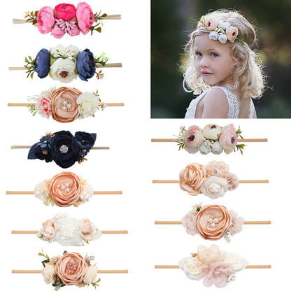 Pastoral elastisches Nylon-Blumen-Baby-Stirnband