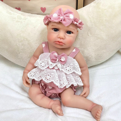 30 cm lebensechte Silikon Reborn Puppe mit offenen Augen-Mädchen Loulou