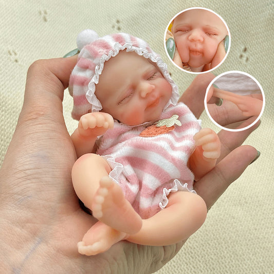 6 Zoll Mini-Silikon-Reborn-Puppe Mädchen mit geschlossenen Augen - Pascale