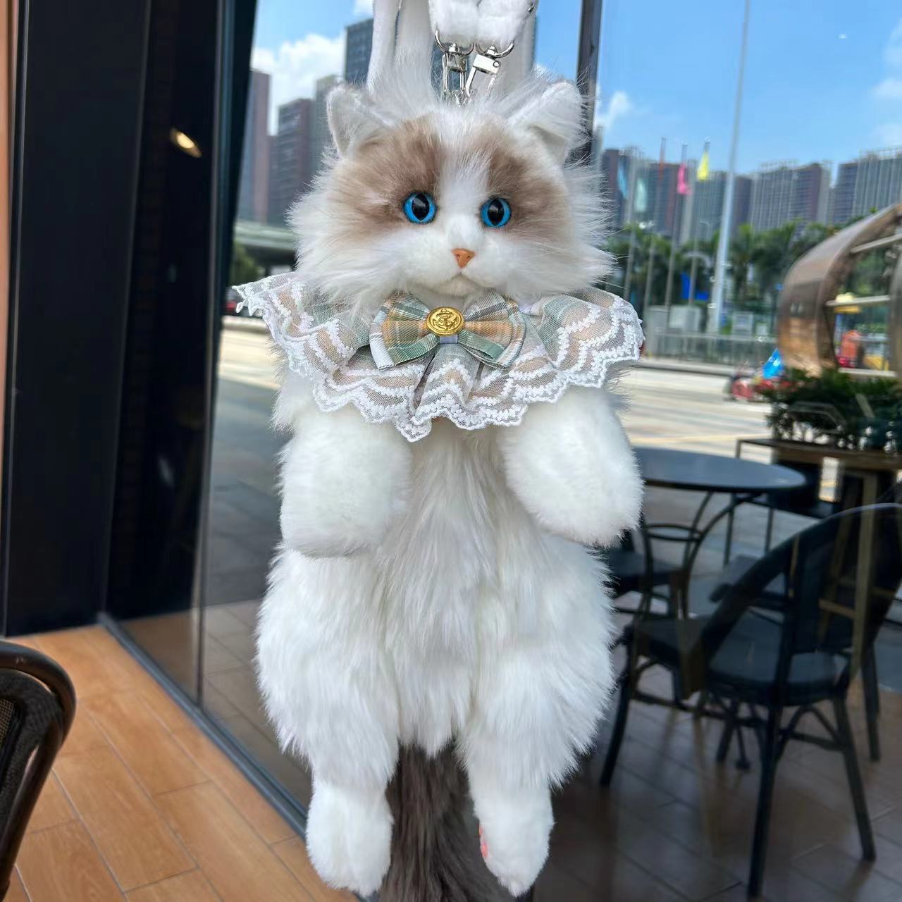 Süßer lebensechter Plüsch-Rucksack mit Ragdoll-Katze-Simulation