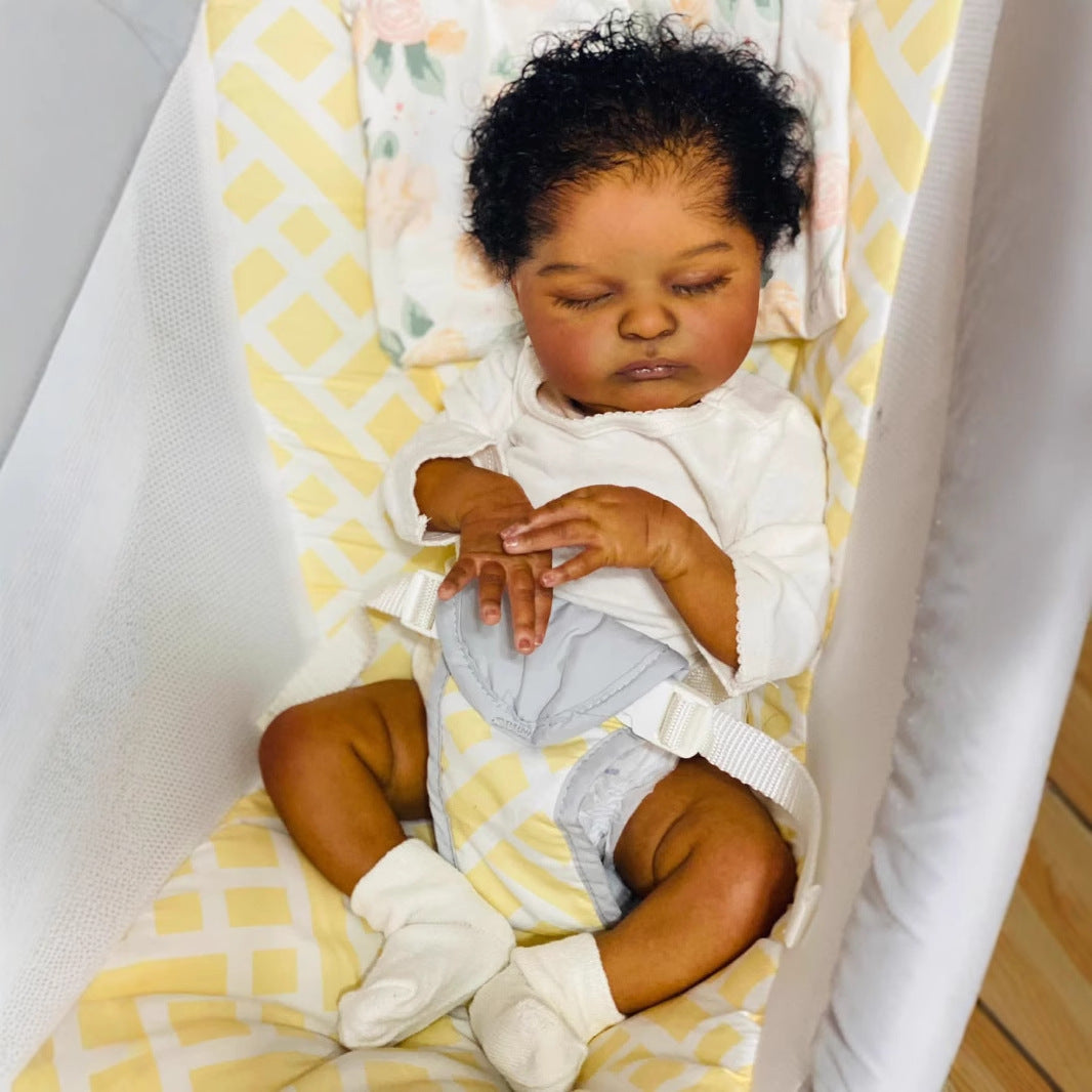 Elsie 19 Zoll lebensechte geschlossene Augen dunkle Haut Reborn Puppe-Laura