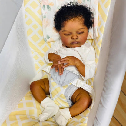 Elsie 19 Zoll lebensechte geschlossene Augen dunkle Haut Reborn Puppe-Laura