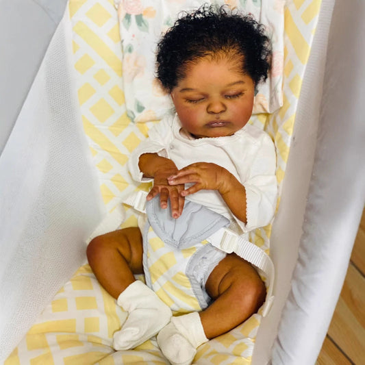 Elsie 19 Zoll lebensechte geschlossene Augen dunkle Haut Reborn Puppe-Laura