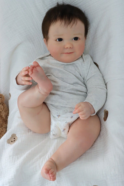 Erica 60 cm offene Augen kurzes Haar Reborn Puppe-June Awake