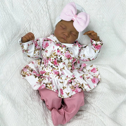 45cm Elsie Geschlossene Augen Dunkle Haut Weichen Körper Reborn Babypuppe Levi