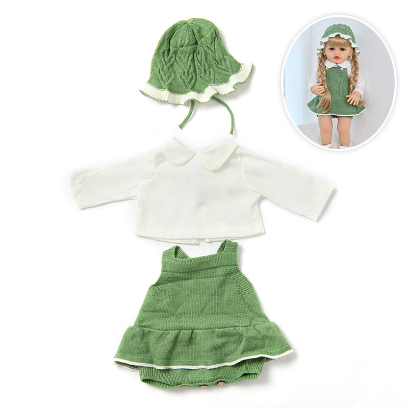 3-teiliges Set: Strickkleid Oberteil und Mütze für 55 cm Reborn Puppen