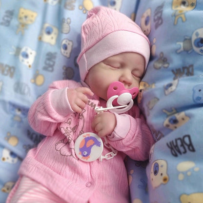 20 Zoll Reborn-Puppe mit geschlossenen Augen in rosa Kleidung - Loulou
