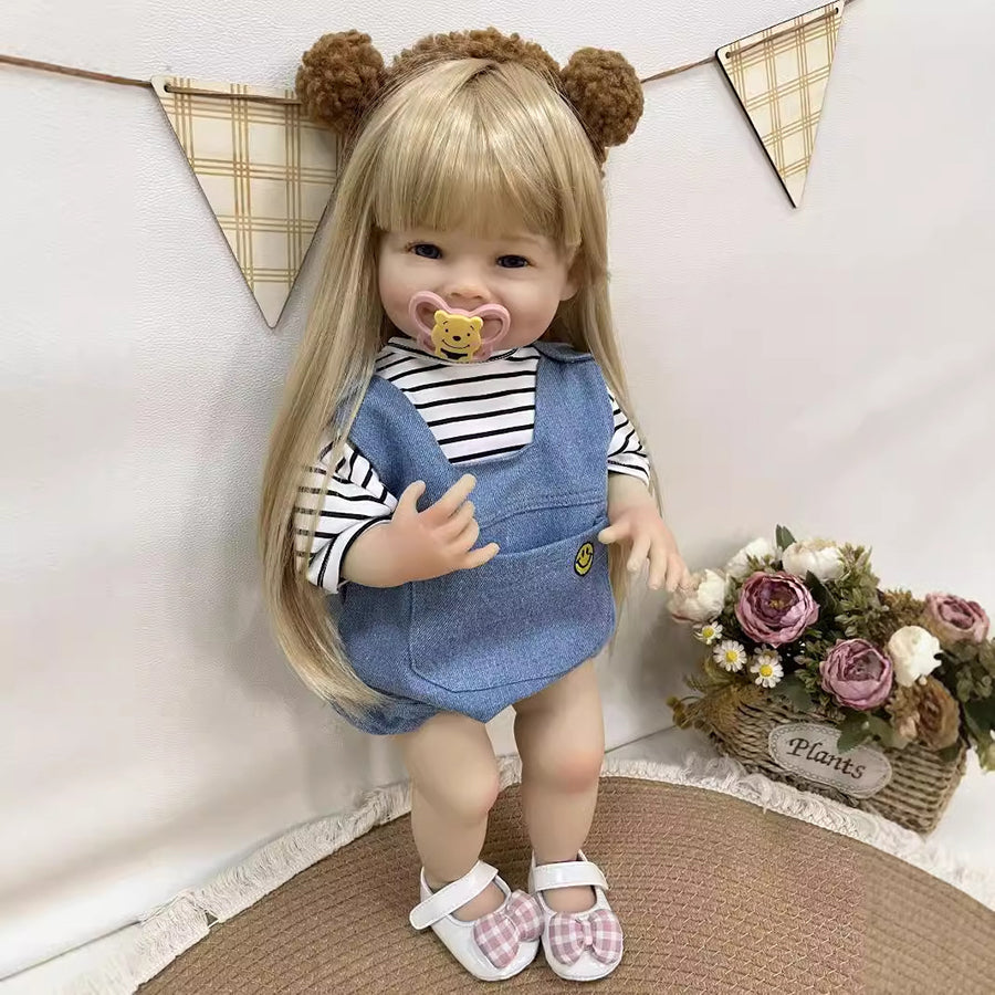 22 Zoll Reborn Puppe Zwillingsmädchen mit langen Haaren - Raya
