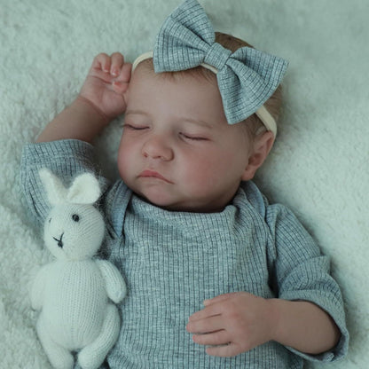 18 Zoll lebensechte Levi Reborn Puppe mit geschlossenen Augen und Stirnband