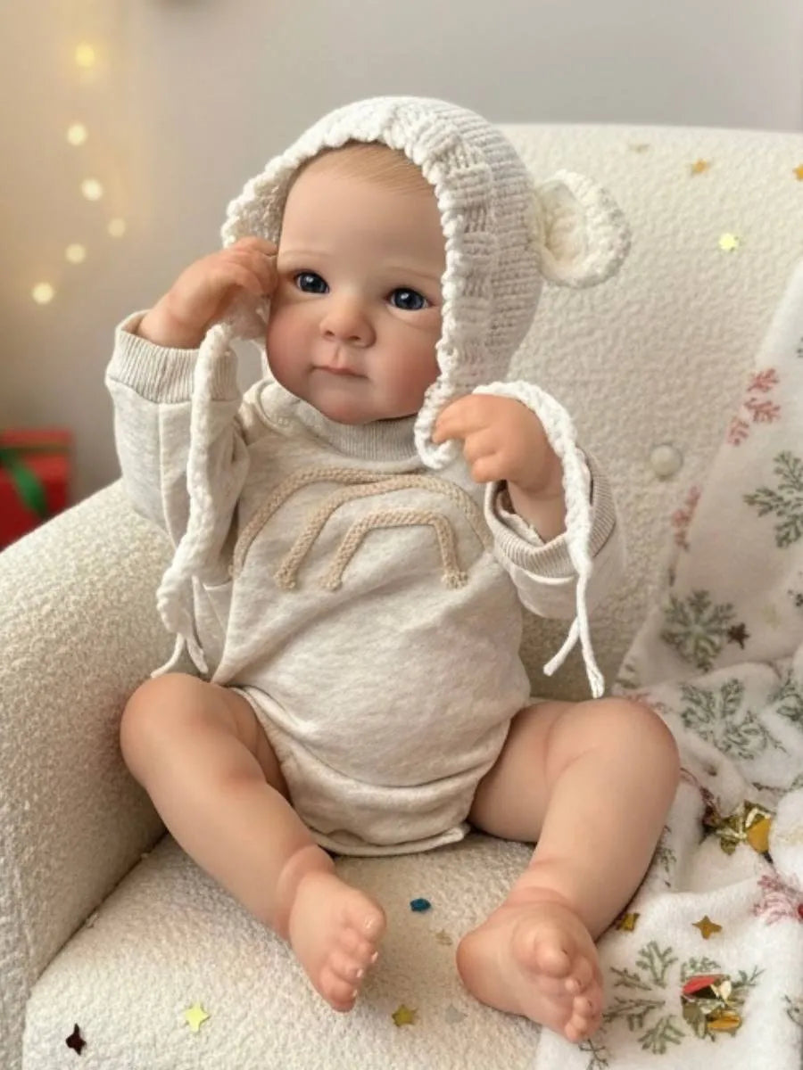 18 Zoll Bettie Reborn Babypuppe mit offenen Augen im grauen Body
