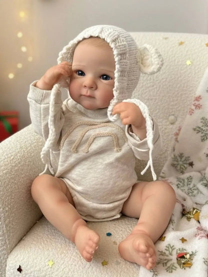 18 Zoll Bettie Reborn Babypuppe mit offenen Augen im grauen Body
