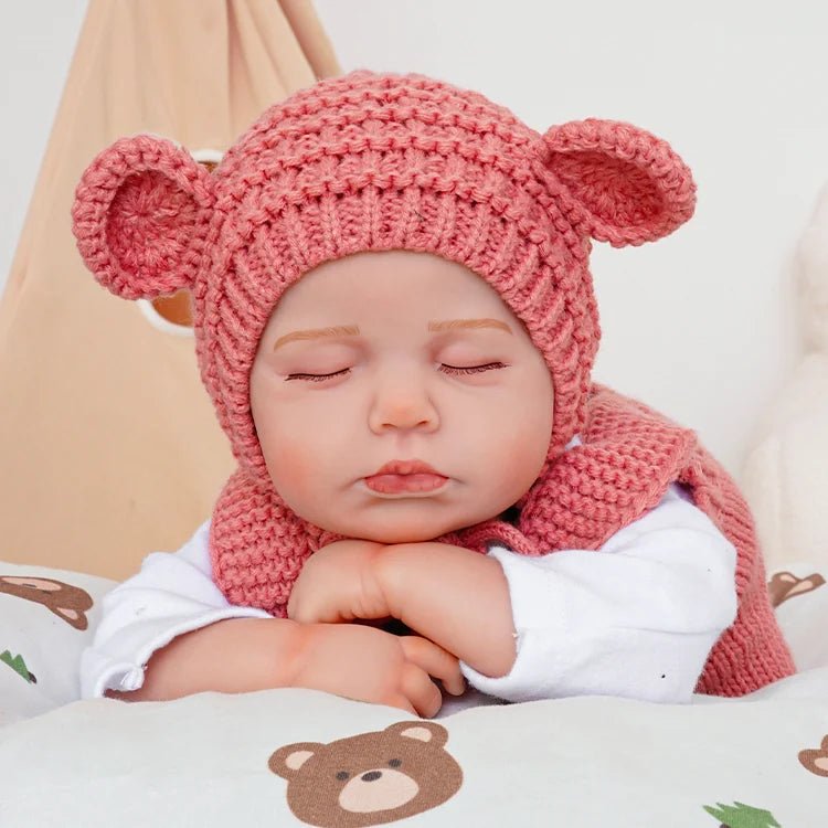 20 Zoll 3D-Haut geschlossene Augen Loulou Reborn Babypuppe Mädchen in rotem Overall