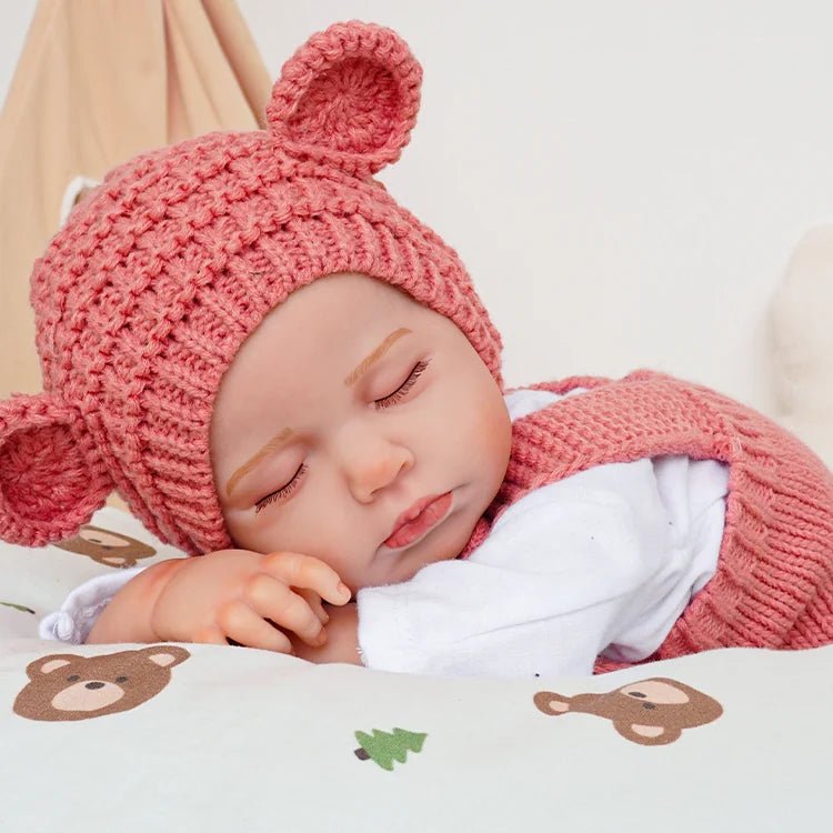 20 Zoll 3D-Haut geschlossene Augen Loulou Reborn Babypuppe Mädchen in rotem Overall