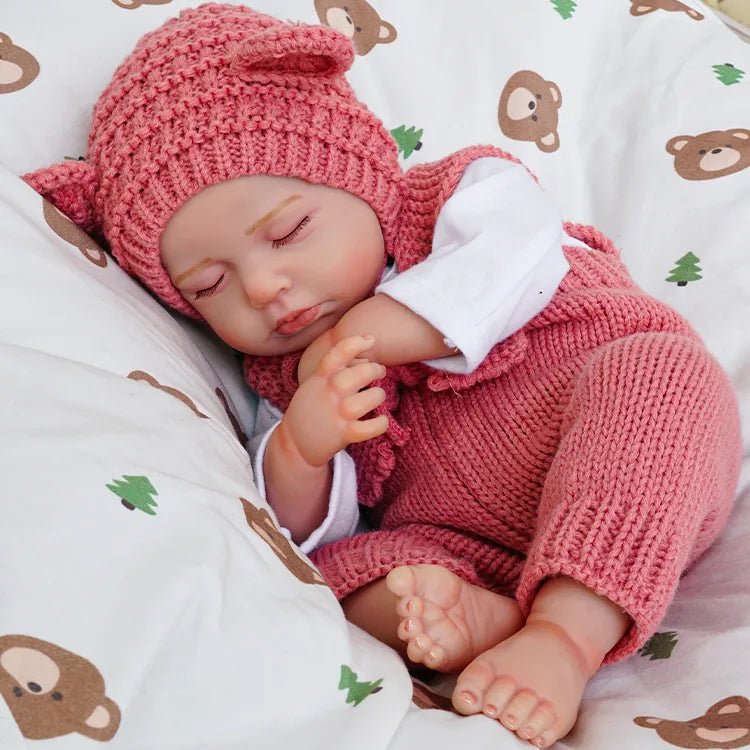 20 Zoll 3D-Haut geschlossene Augen Loulou Reborn Babypuppe Mädchen in rotem Overall