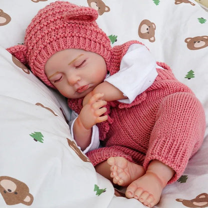 20 Zoll 3D-Haut geschlossene Augen Loulou Reborn Babypuppe Mädchen in rotem Overall