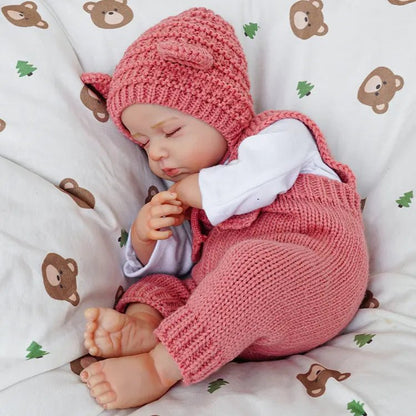 20 Zoll 3D-Haut geschlossene Augen Loulou Reborn Babypuppe Mädchen in rotem Overall