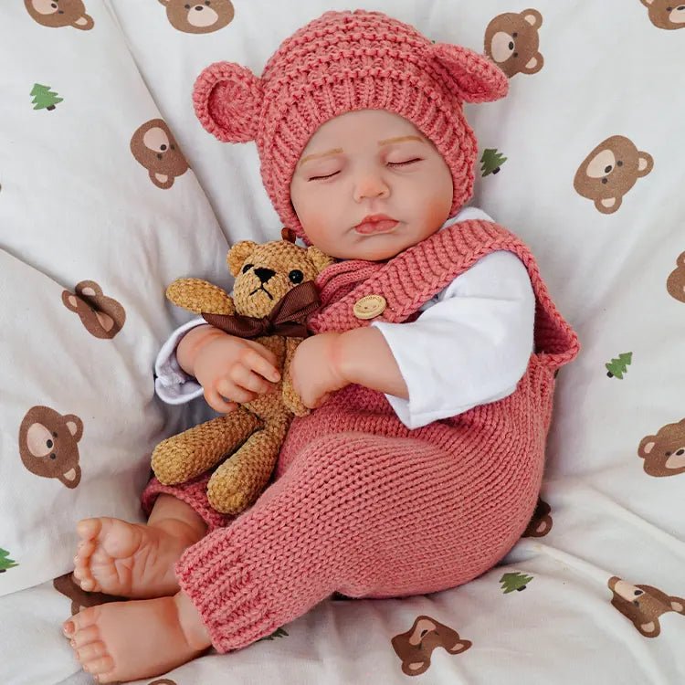 20 Zoll 3D-Haut geschlossene Augen Loulou Reborn Babypuppe Mädchen in rotem Overall