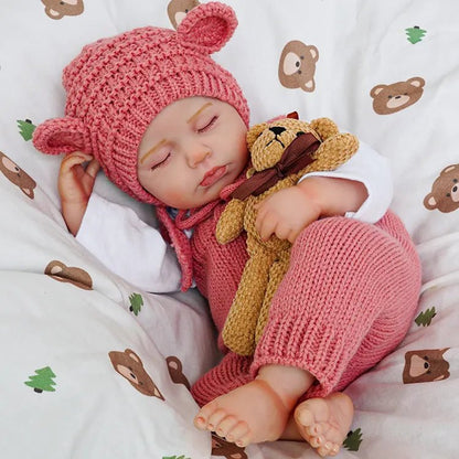 20 Zoll 3D-Haut geschlossene Augen Loulou Reborn Babypuppe Mädchen in rotem Overall