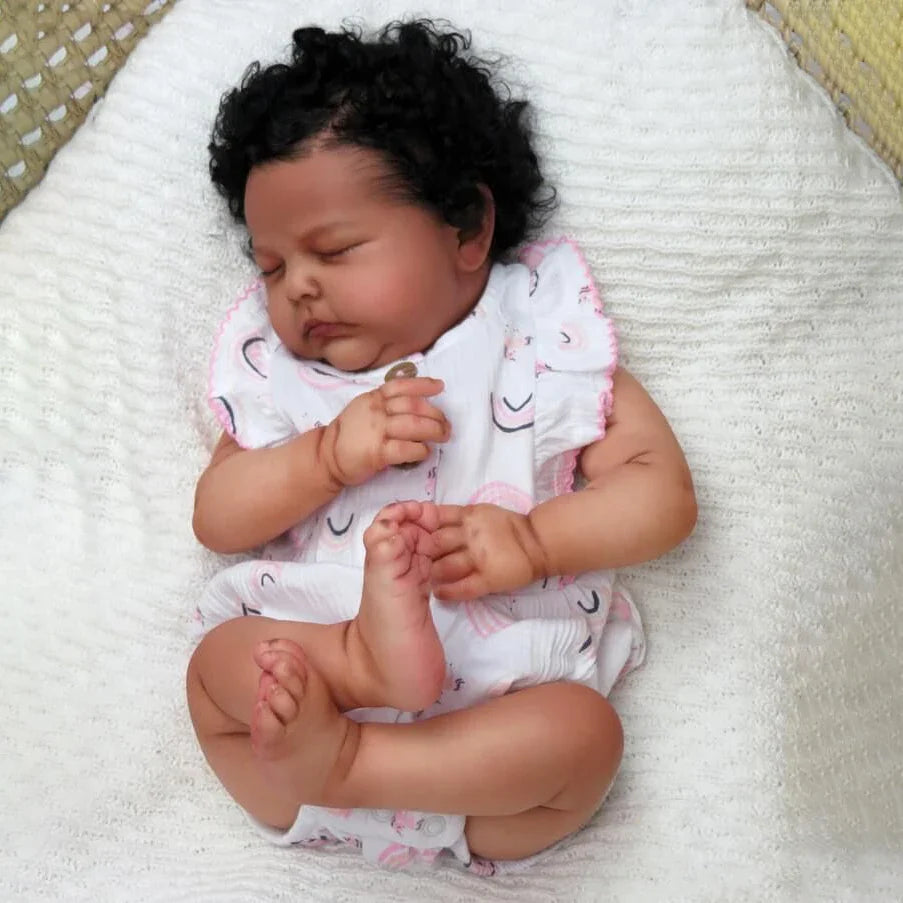 Echte 20 Zoll afroamerikanische Reborn Puppen mit geschlossenen Augen - Tessa