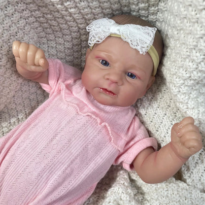 19 Zoll blaue Augen Reborn Baby Mädchen in rosa Kleidung-Elijah