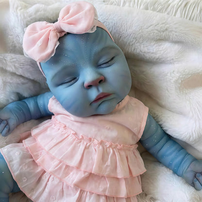 19 Zoll reborntes Mädchen namens Peaches mit geschlossenen Augen im rosa Kleid