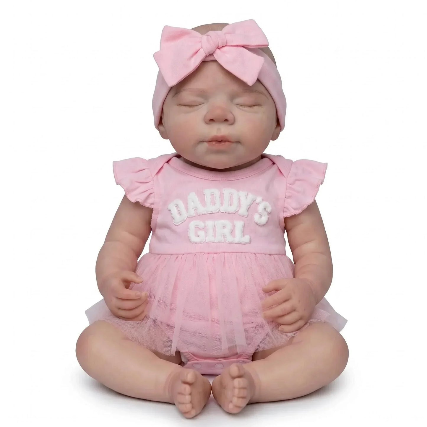 45 cm realistische Pascale Reborn Puppe aus Vollsilikon im rosa Kleid