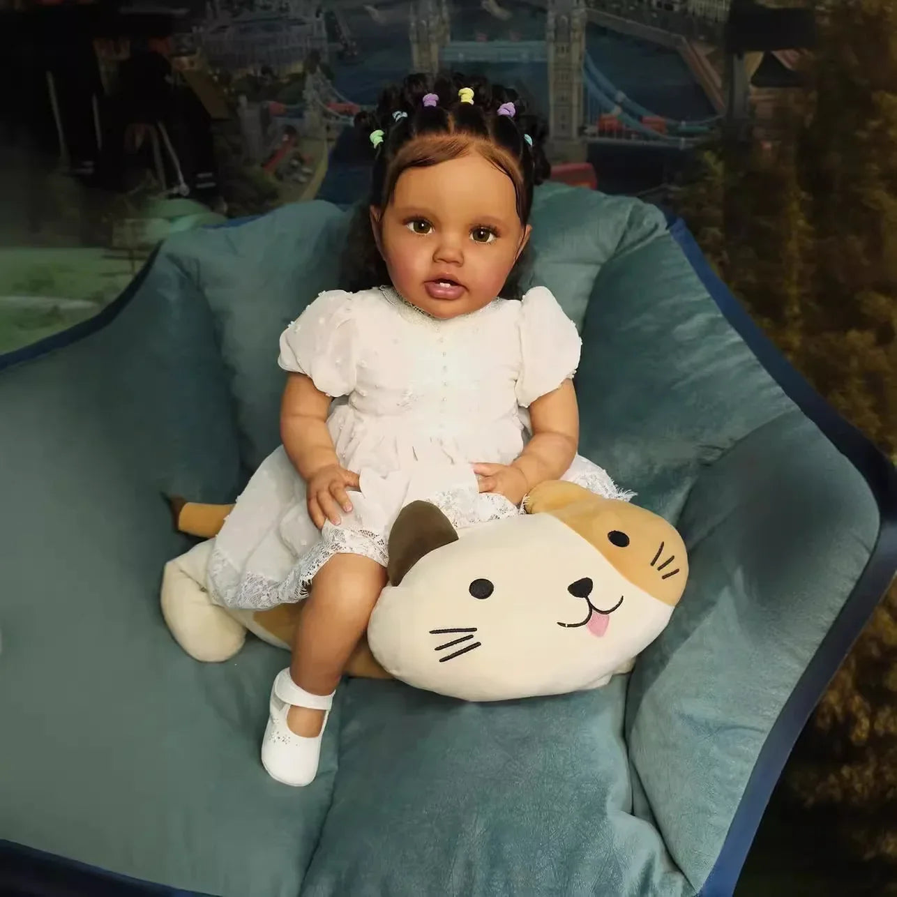 Cora 60 cm offene Augen dunkle Haut Reborn Puppe-Lottie