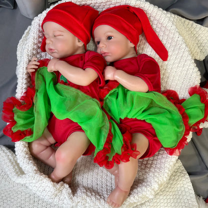 20 Zoll Weihnachts-Reborn Puppe Zwillinge Mädchen-Loulou