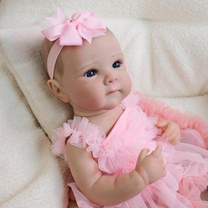 45 cm niedliche Bettie Reborn-Puppe mit offenen Augen Mädchen im rosa Kleid